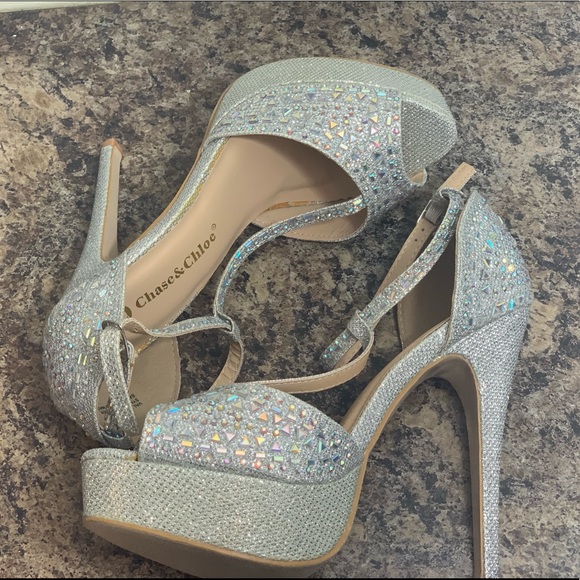 Silver Jeweled High Heels - Picture 3 of 5